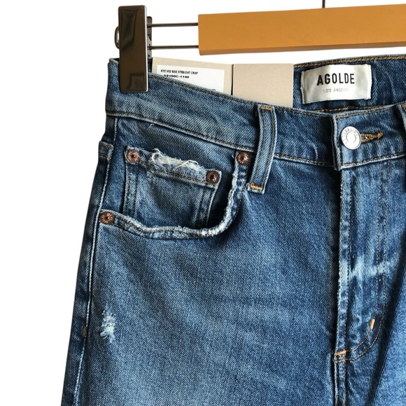 AGOLDE Kye Mid Rise Straight Crop Blue Jeans Size 23 Notion medium wash NWT NEW - Picture 6 of 16